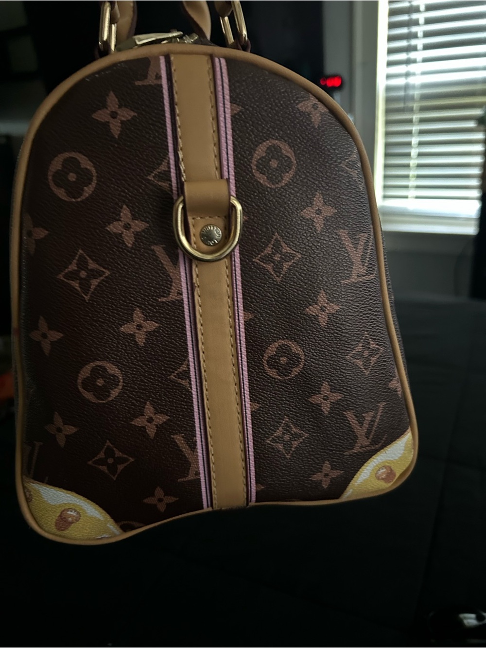 NOT-Louis Vuitton Brown Monogram Satchel with Pink Accents - Picture 5 of 10